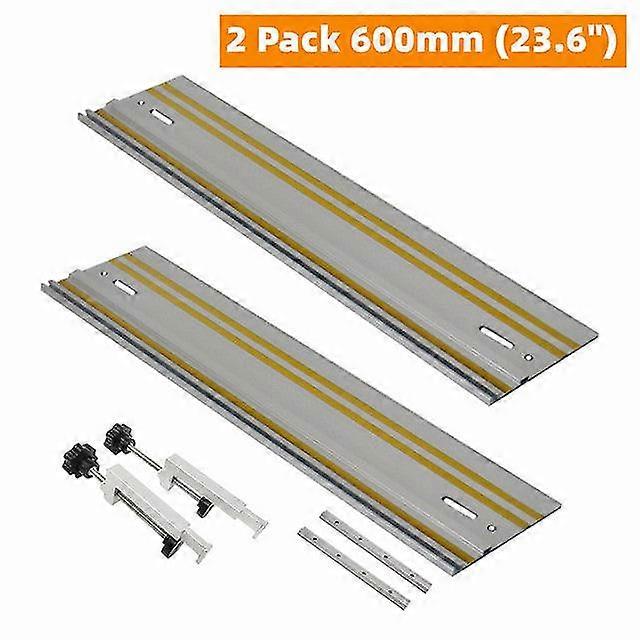 2 Pack universal guide rail joining set and parallel rail guide right-angle clamp for track saw repeatable straight/chamfer cuts