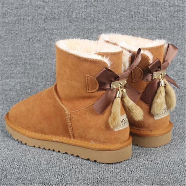 unbrand Hiver Femmes Short Cheville Cuir Bottes de neige Lady Girls Warm Peluche Soft Bottom Girls B