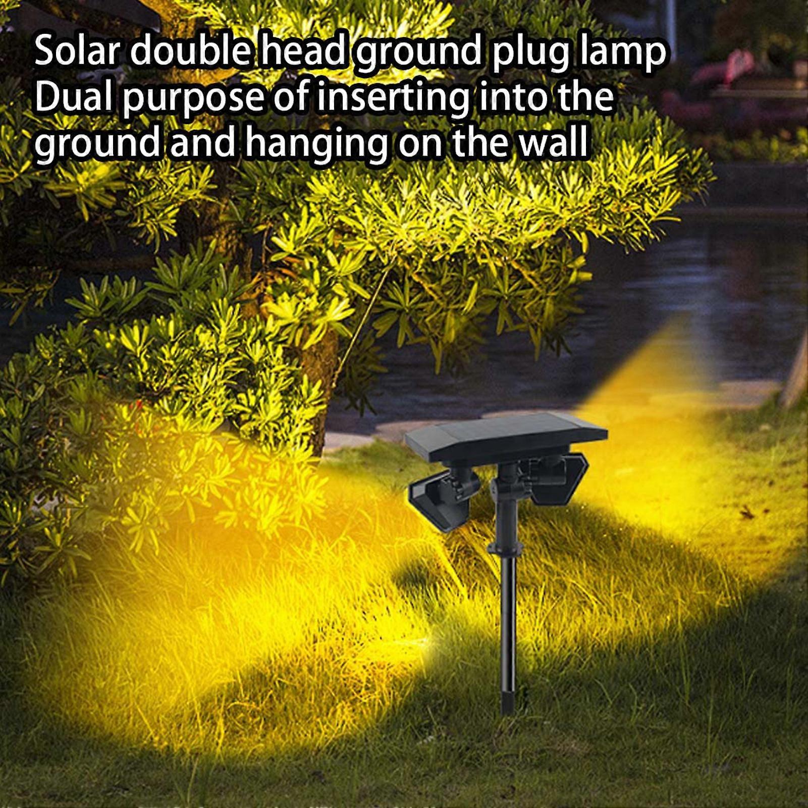 Double Head Solar Spotlights Weatherproof Solar Lights Rechargeable Landscaping Lamp for Patio Pathway Yard
