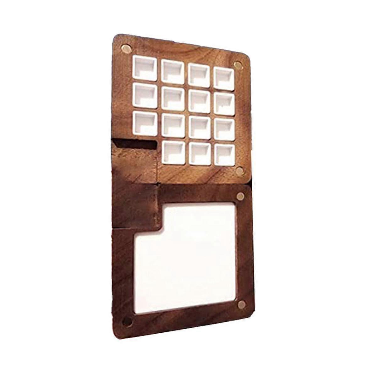 Portable Sketchbook Palette 15 Grids Wooden Mini Travel Paint Palette Magnetic Palette Box for Wate