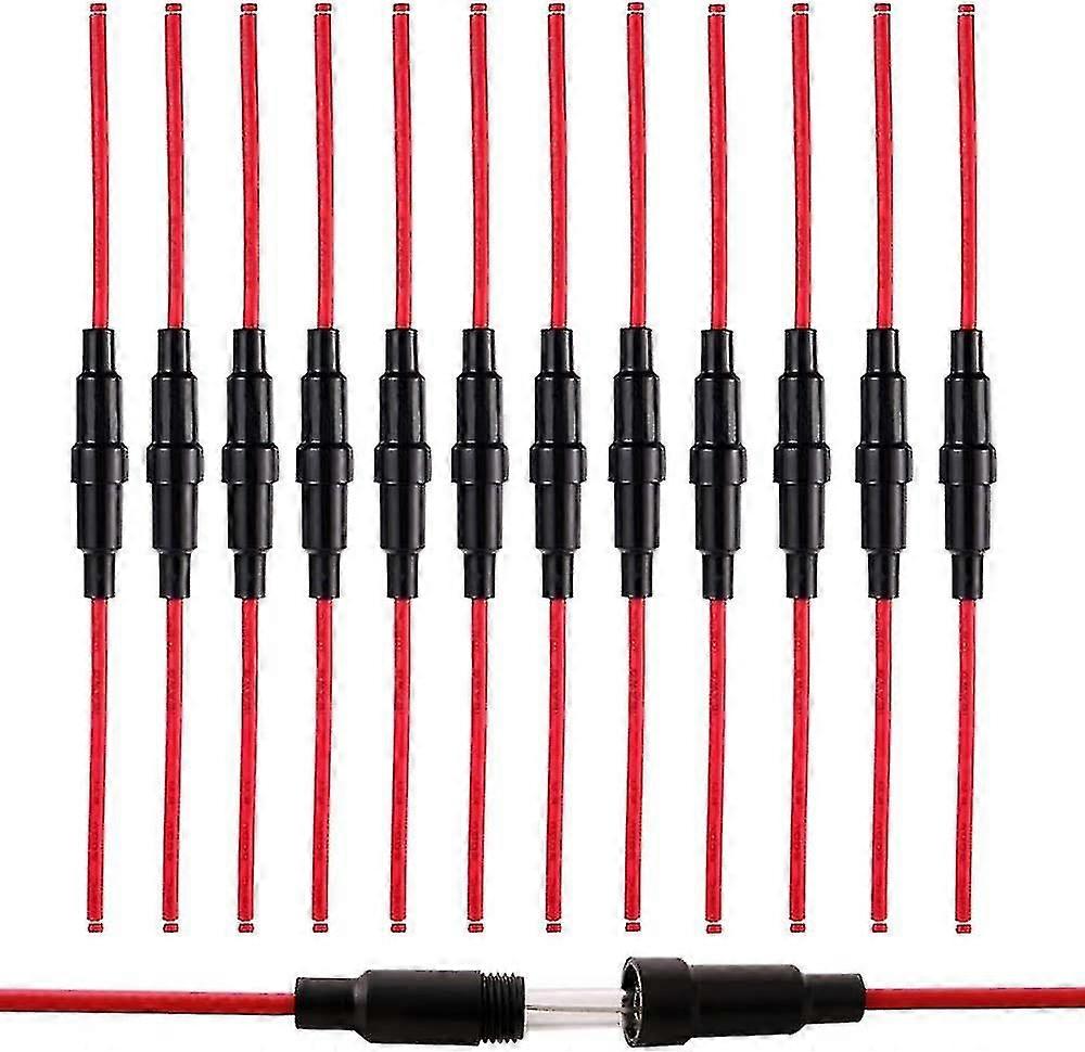 Professional 5 X 20mm Agc Glass Tube Fuse Holder Inline Screw Type Cap, 32v 20a Fuse Box With 16 Awg Wire, For Fast-blow Glass Tube Fuses (black