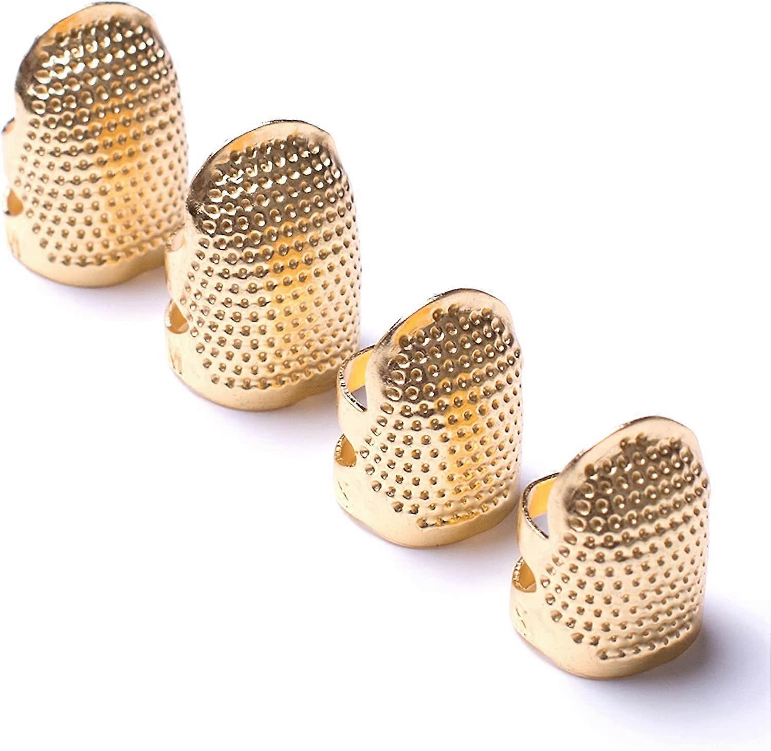 4pcs Sewing Thimbles, Metallic Gold Sewing Thimbles Finger Protector, Two Sizes 4pcs