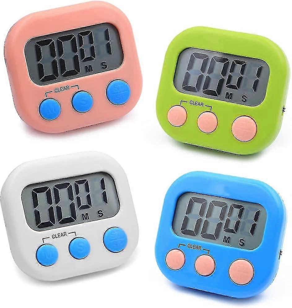 Minute Cooking Timer,4 Pcs Kitchen Countdown Timer,4-color Stop Watch With Loud Alarm Big Digital For Cooking Children