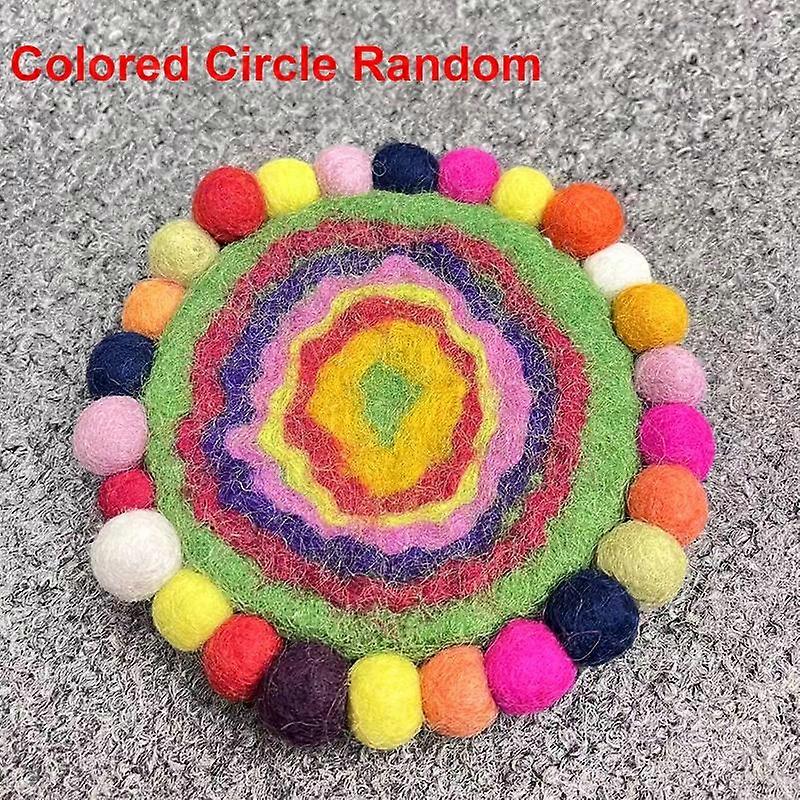 1Pcs Wool Felt Wool Standing Table Colored Felt Ball Coasters Circular Felt Insulation Mat