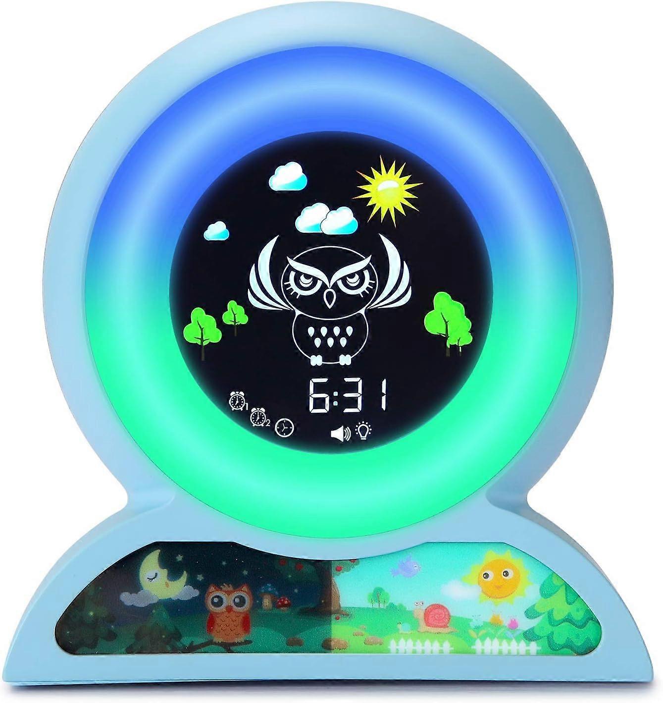 Kids Alarm Clock, Children's Sleep Trainer, OK to Wake Clock for Bedroom Cute Digital Clock with Temperature , 5 Colors Smart Night Light Clock Teach