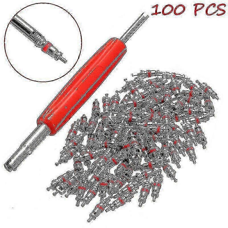 100pcs Car Truck Replacement Tire Tyre Valve Stem Core Part With Wrench GuanGuan