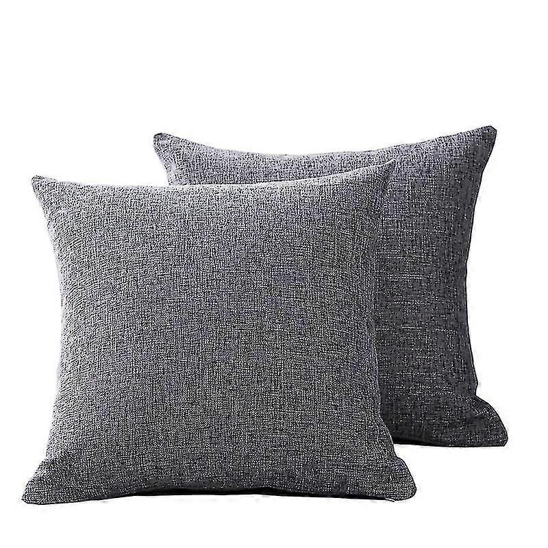 2 Piece Gray Linen Sofa Cushion Set Living Room Cushion Bedside Cushion Large Backrest Pillowcase Coreless Cotton Linen 45*45cm
