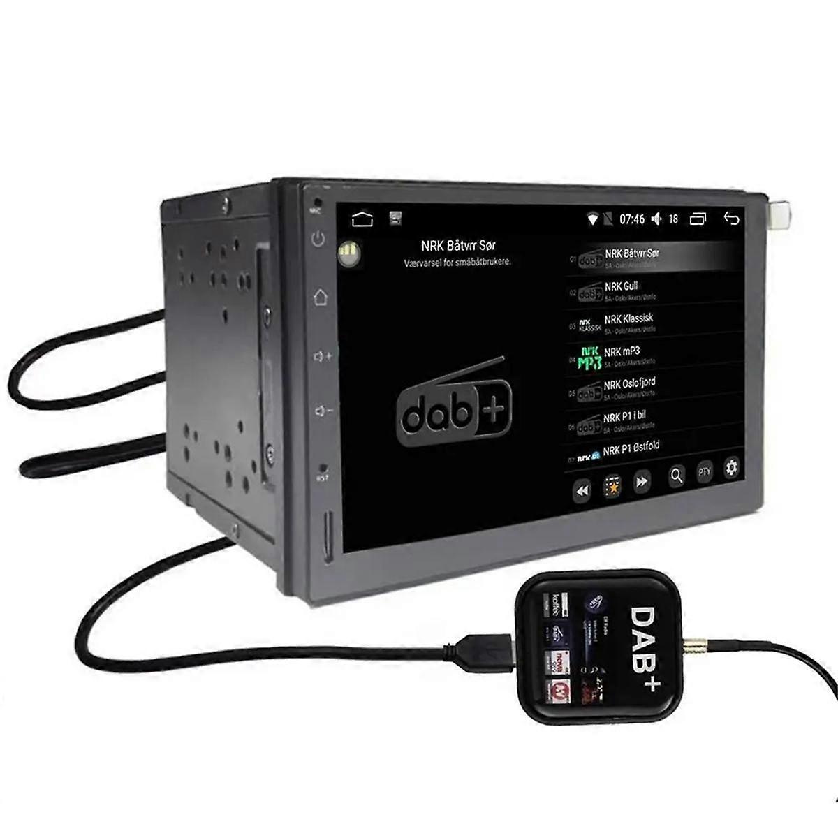 DAB + USB Sintonizzatore autoradio Android Antenna da finestra Kit di controllo APP di navigazione Dongl USB DAB universale Nero