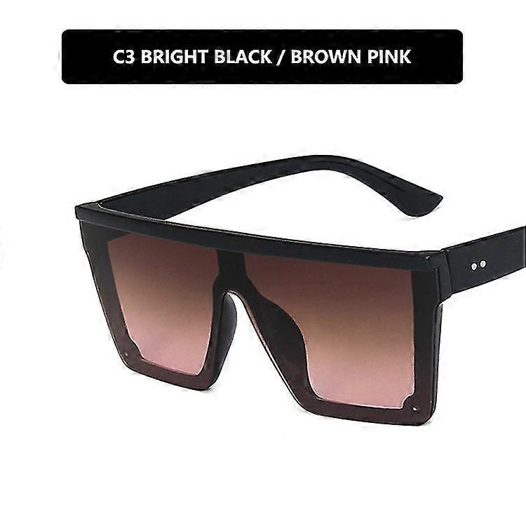 Bright Black Tea Powderladies Men's Sunglasses Oversized Square Rimless Sunglasses Uv400 Sunglasses Trend Big Frame One-piece Sunglasses New Men