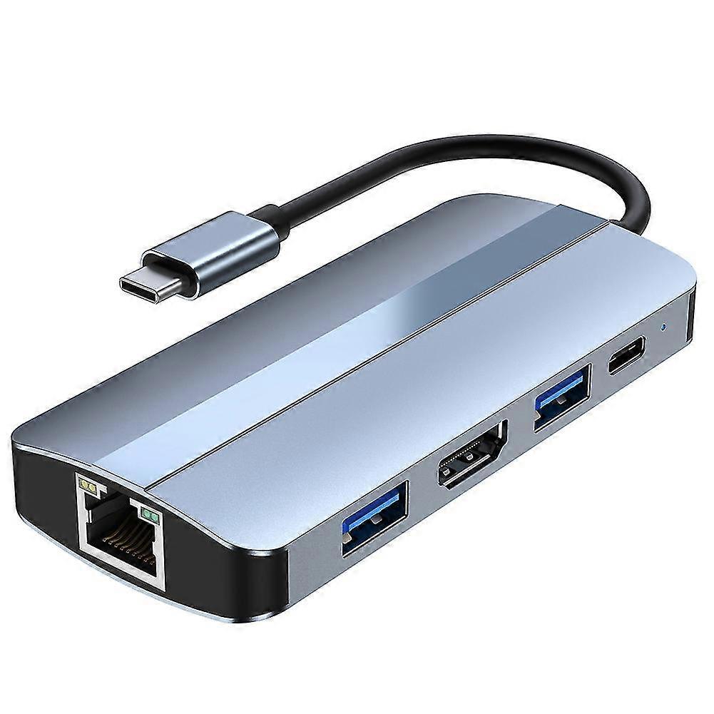 Usb C Hub 8 In 1 Type C 3.1 To 4k Adapter With Rj45 Tf Card Reader Fast Charge For Notebook Laptop