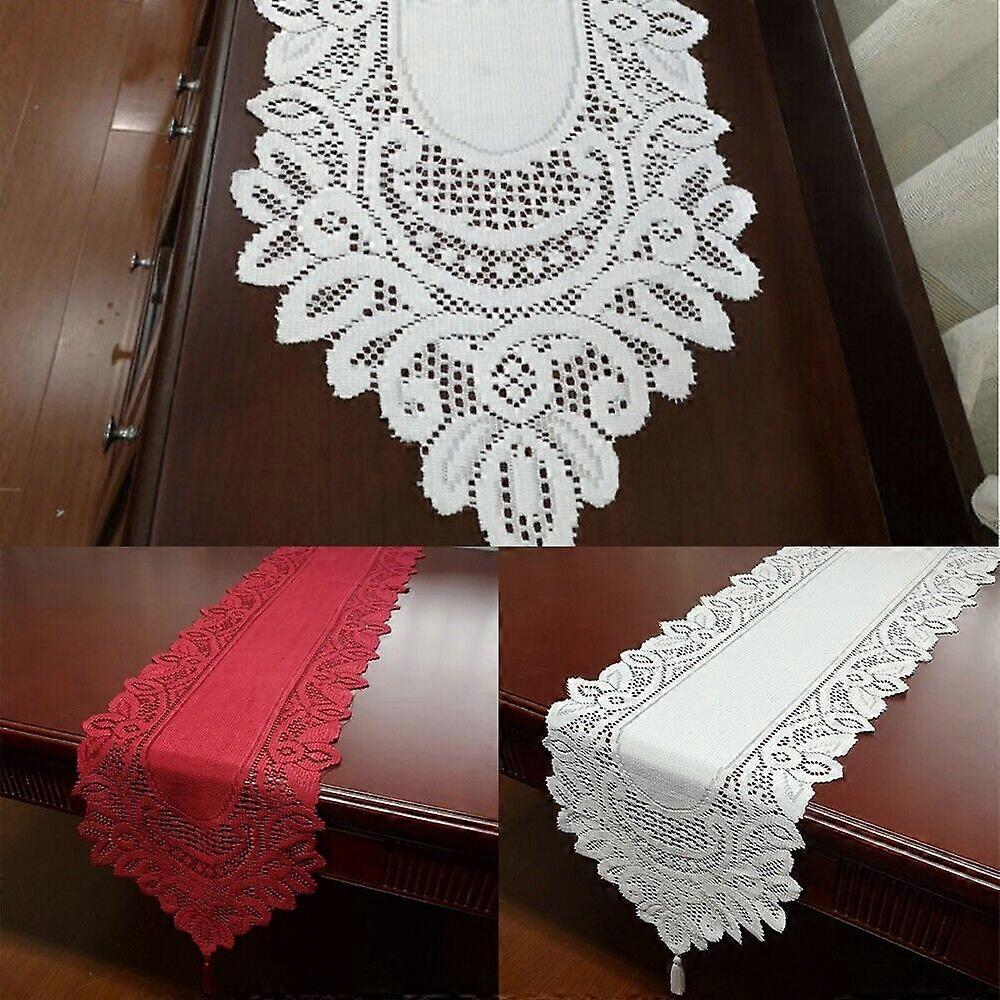 Reusable Table Runner Hand 33x180cm Knitted Table Runner Tasseled Edge