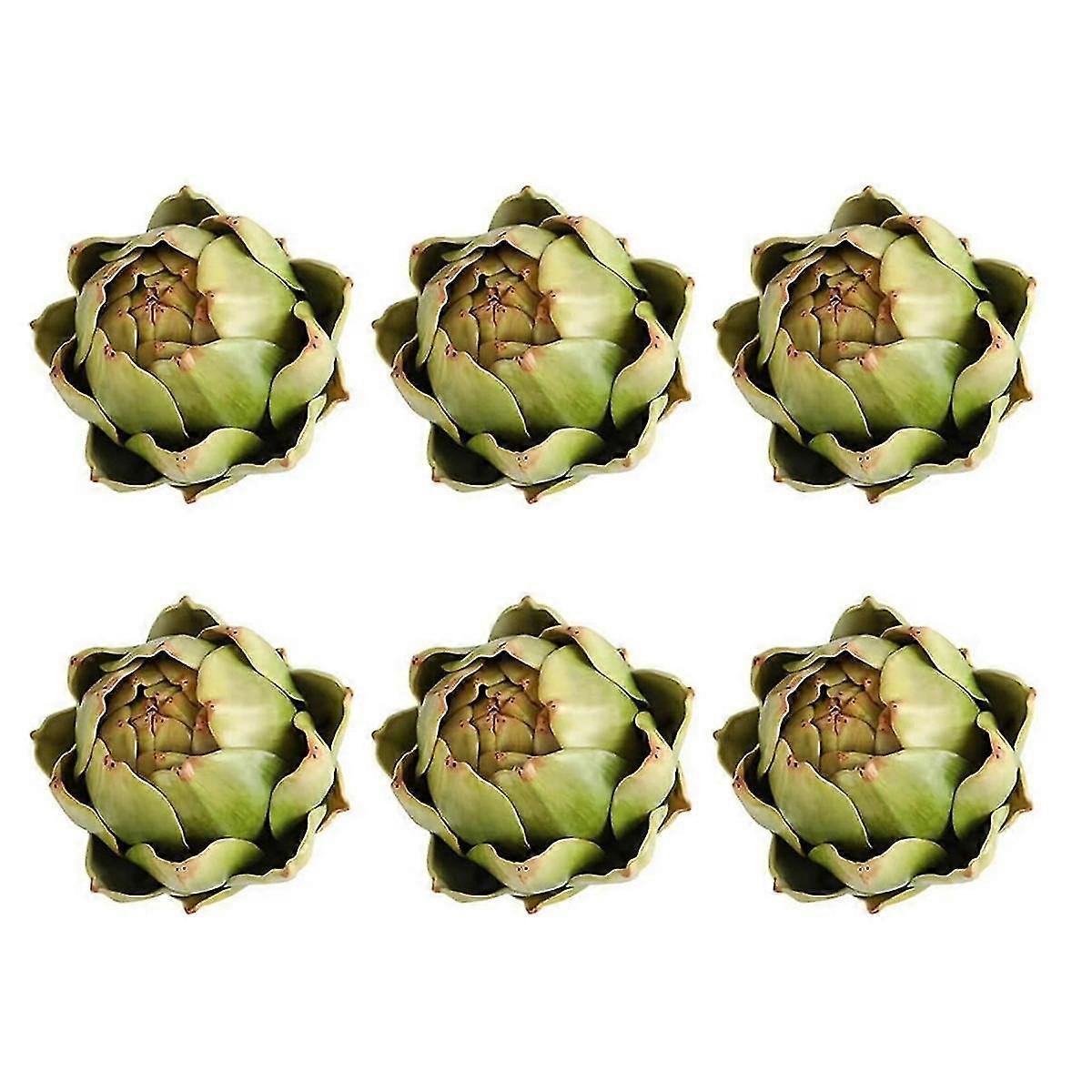 Green Artificial Artichokes Fruits - Fruits And Realistic Vegetables For Kitchen Bowl And Vase Filler Decorations 6pcs Chumian