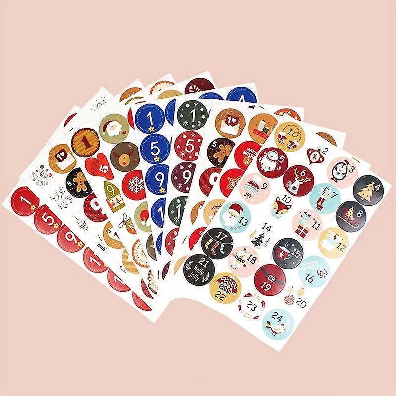 2023 Advent Calendar 24Pcs/Set Merry Christmas Advent Calendar Number Paper Sticker Cookie Candy Seal Stickers DIY Gift Packaging Labels Xmas Decor