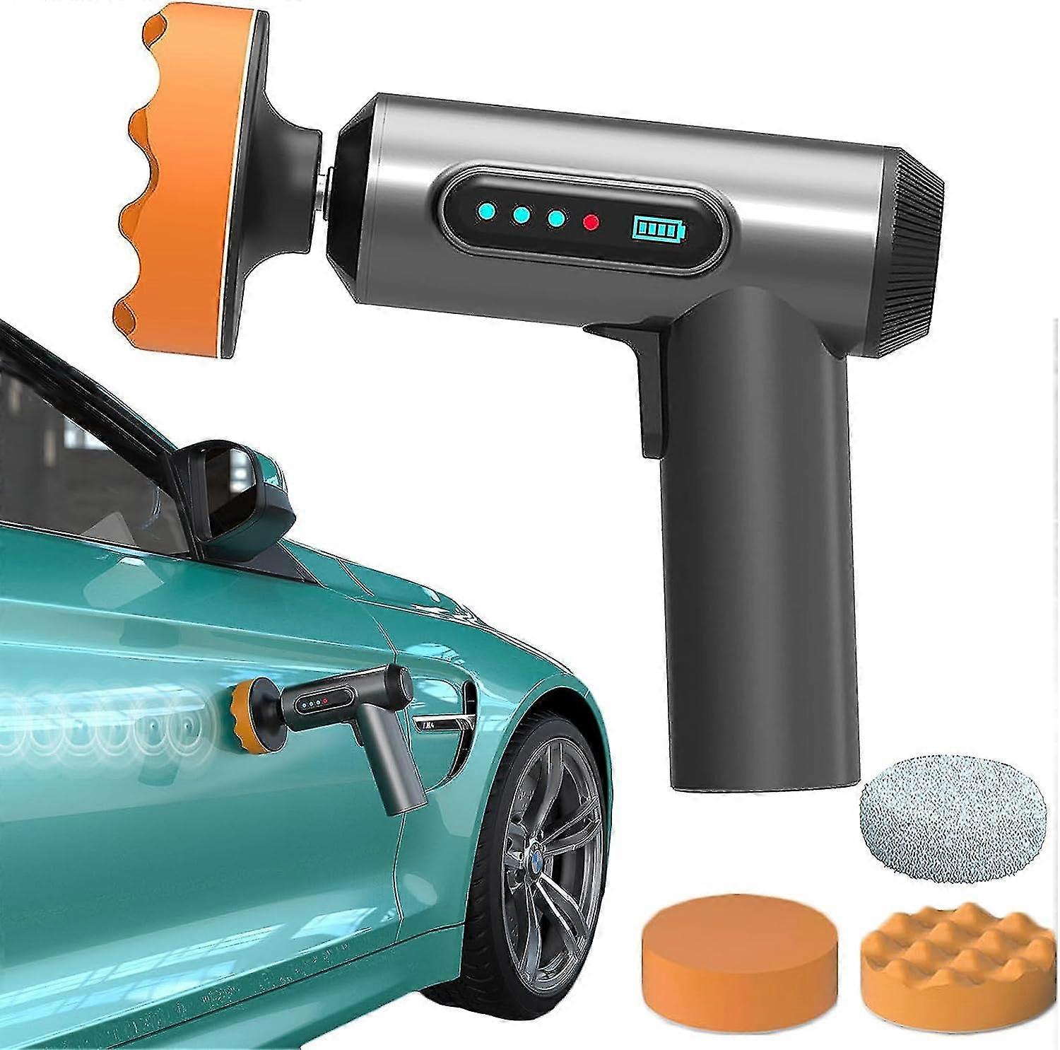 Car Scratch Remover Polisher Kit, Mini Rechargeable Buffer For Car Paint Repairing Waxing Buffing Cordless Handheld Portable