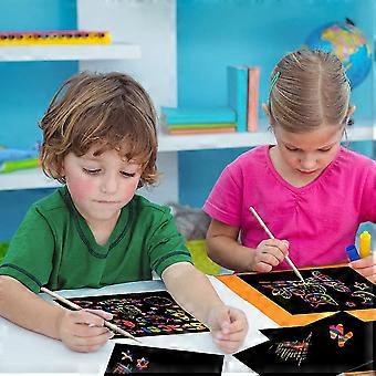12 Papeles De Arte Para Rascar Arcoíris – Kit De Scratch Art Con 7 Accesorios, Regalo Creativo Para Cumpleaños Y Manualidades