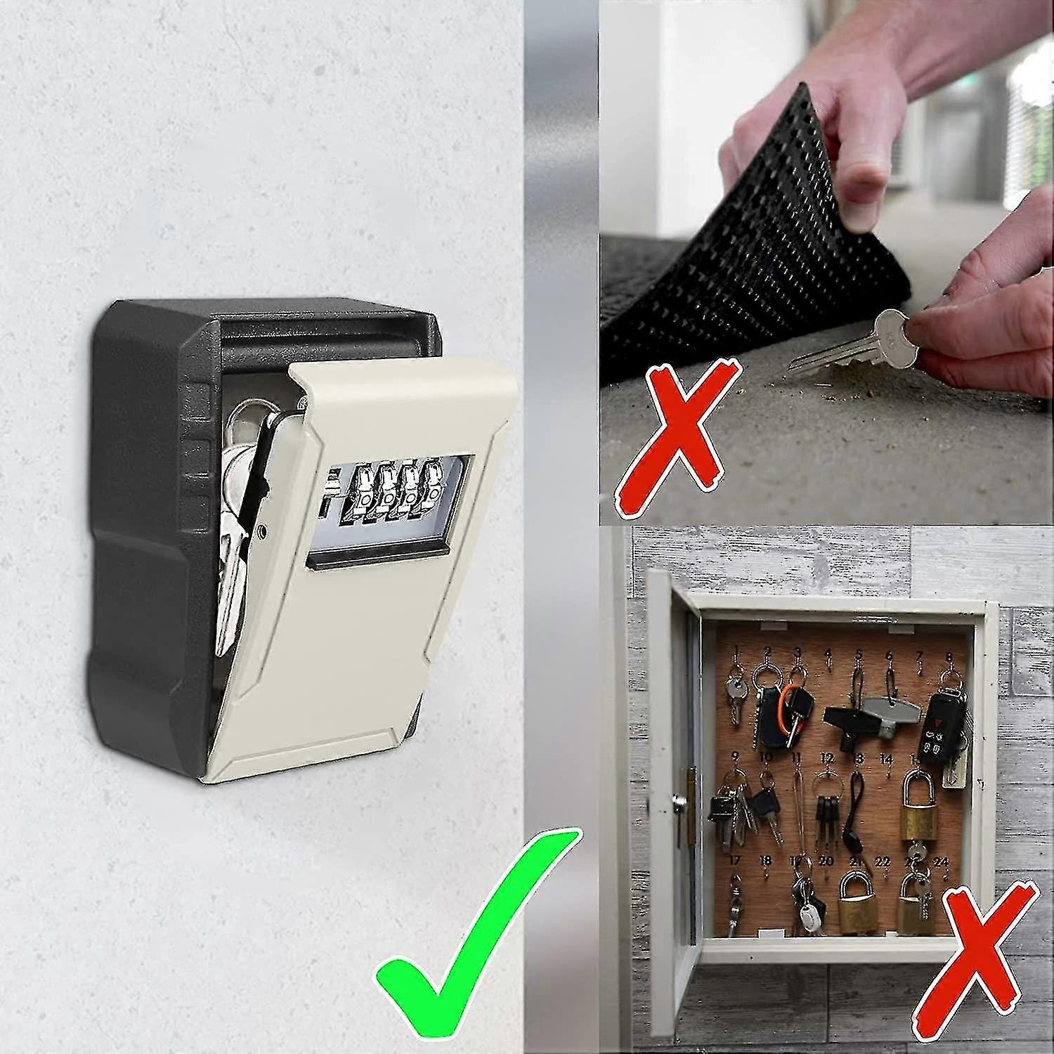 [2022 New Version] Secure Key Box, Waterproof Exterior 4-digit Lock Safe Box