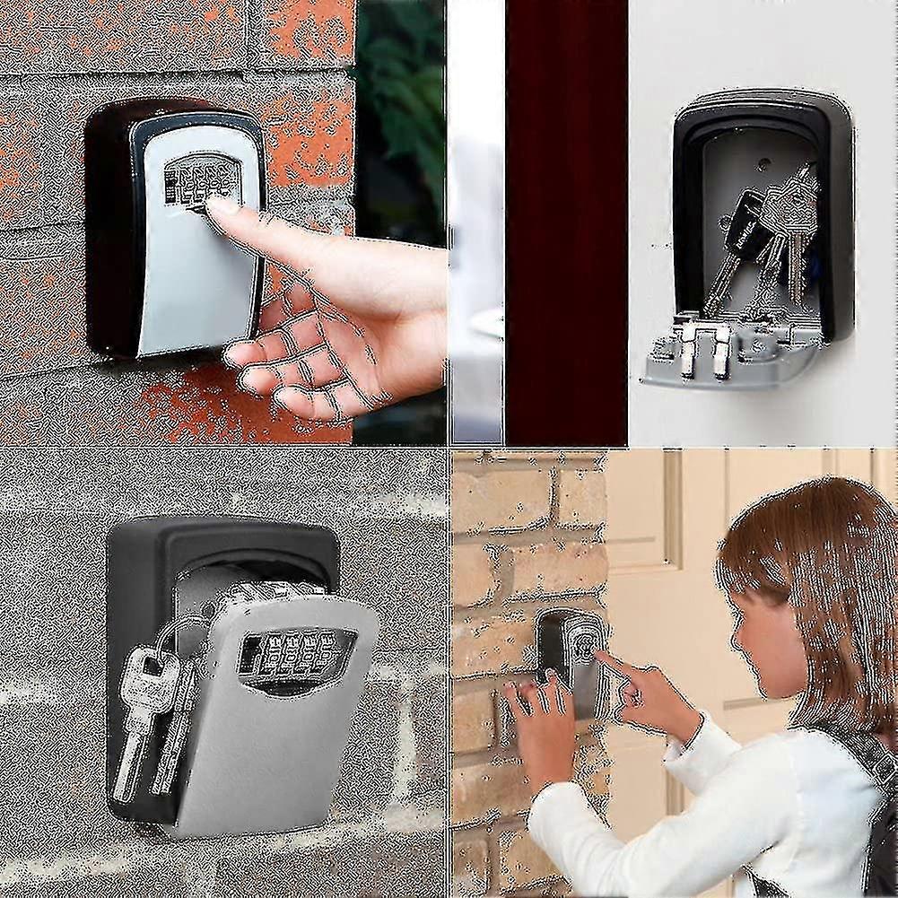 Key Lock Box 4 Digit Combination Wall Mount Key Safe Security Storage Box For Sharing Keys Securely Indoor And Outdoor