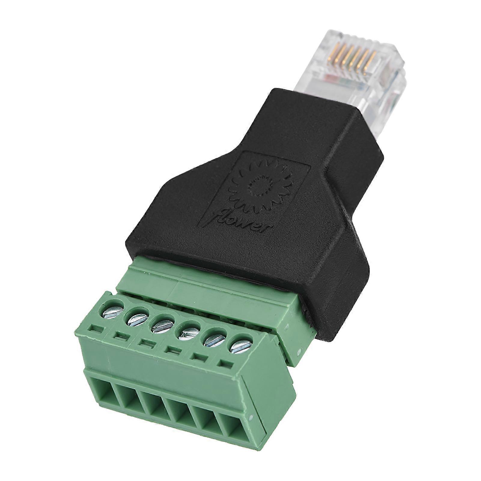 Ethernet RJ12 6P6C macho a terminales de tornillo de 6 pines Conector adaptador