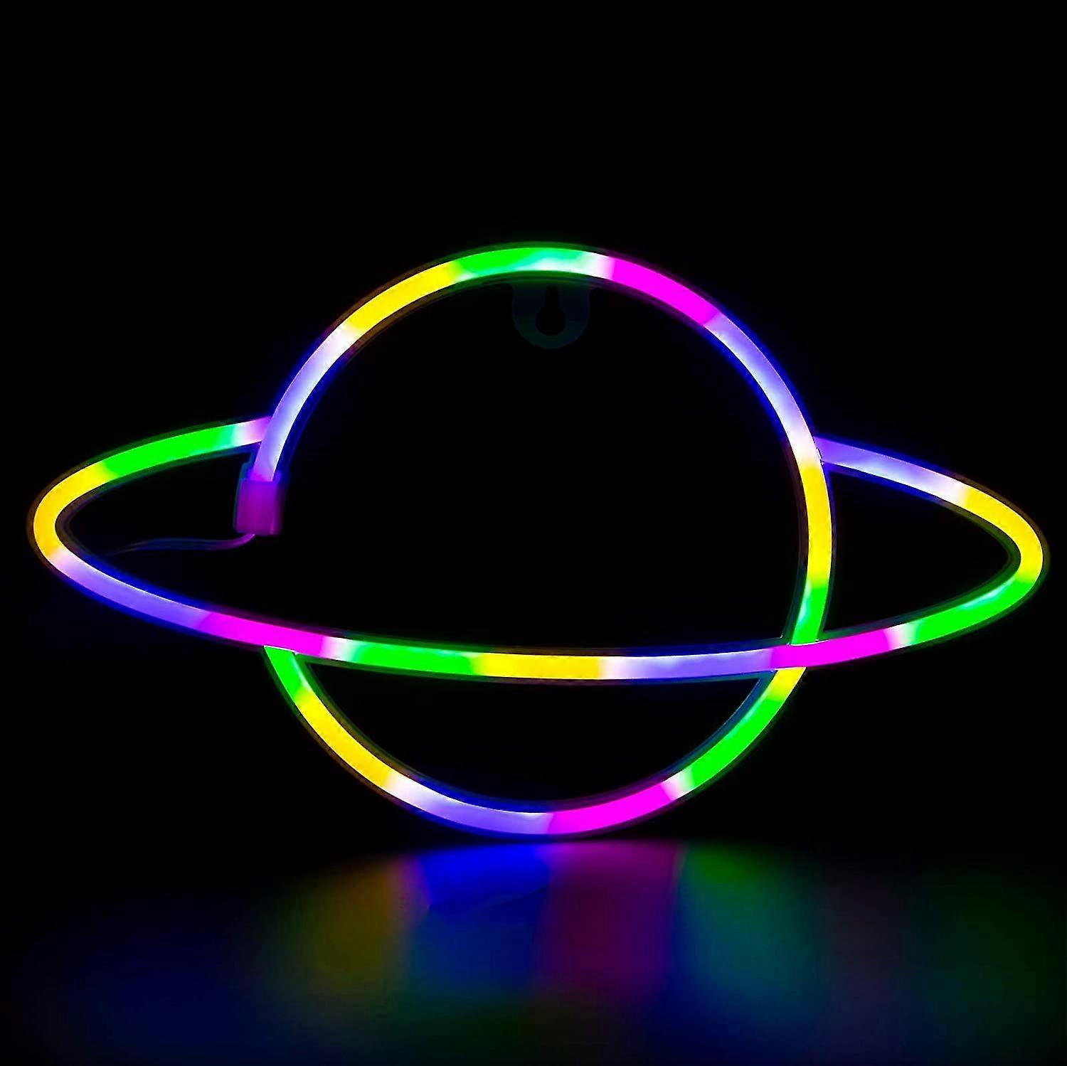 Neon Signs Planet Lights For Bedroom Wall Decor Battery & Usb Powered Aesthetic Led Neon Light