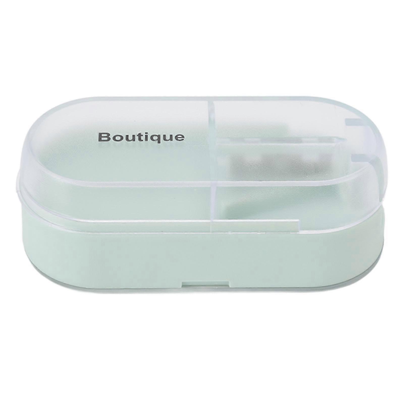 Pill Cutter Splitter - Portable with Storage Compartment (Light Green)