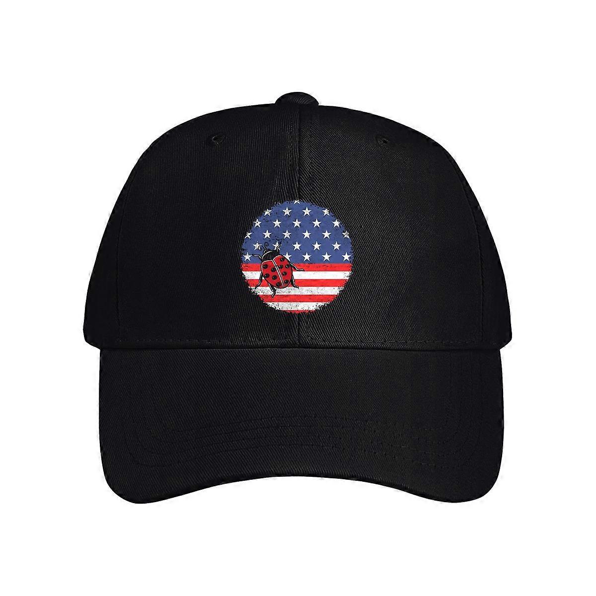 Gorra de béisbol Round Us Flag Ladybug