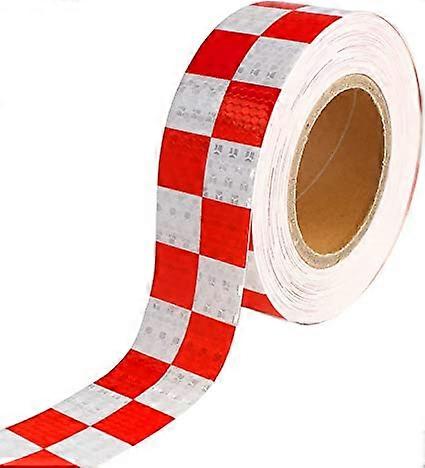 Dww-Waterproof Reflective Safety Belt in Mesh (Red and White 5CM * 25 meters) High Visibility Hazard Warning Sticker with Strong Adhesive Reflective R