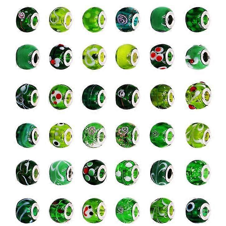 100 Pieces European Craft Beads Large Hole Glass Spacer Beads Charms Beads Lampwork Spacer Beads Diy Craft Beads For Bracelets Necklace Jewelry Makin