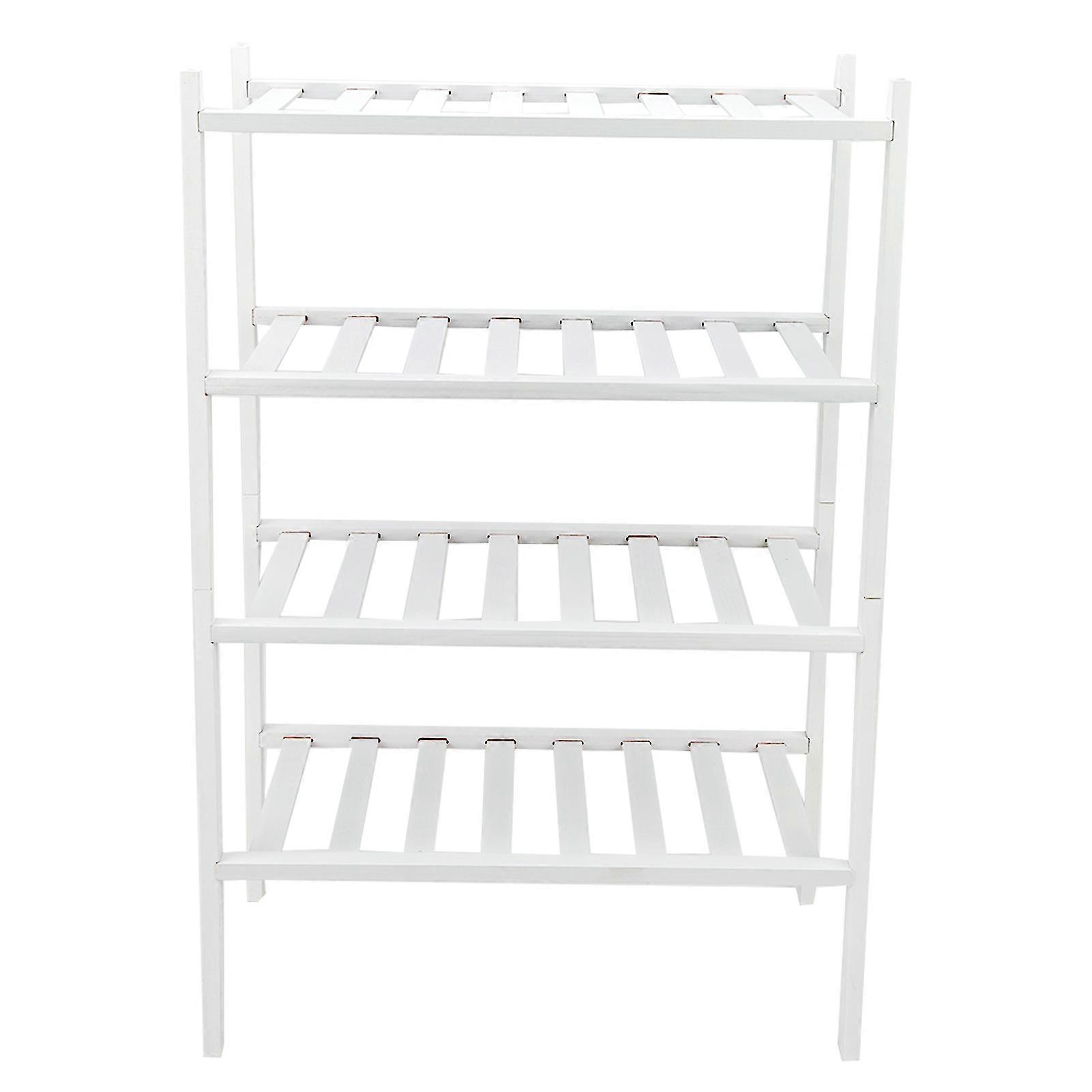 4-Tier Shoe Rack, Stackable Bamboo Shoe Organizer for Home & Hotel