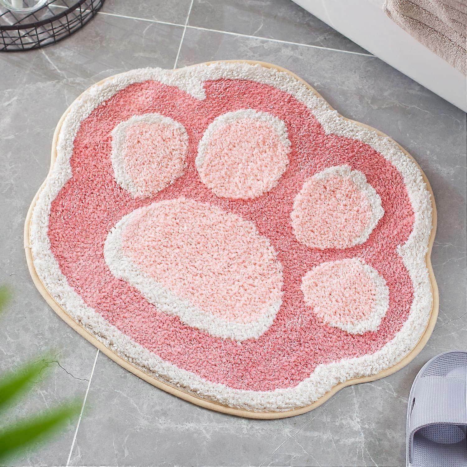 Plüsch Mikrofaser Badeteppich Wasserabsorbierende rutschfeste Badematte, Rosa, 19,6" x 24,4"
