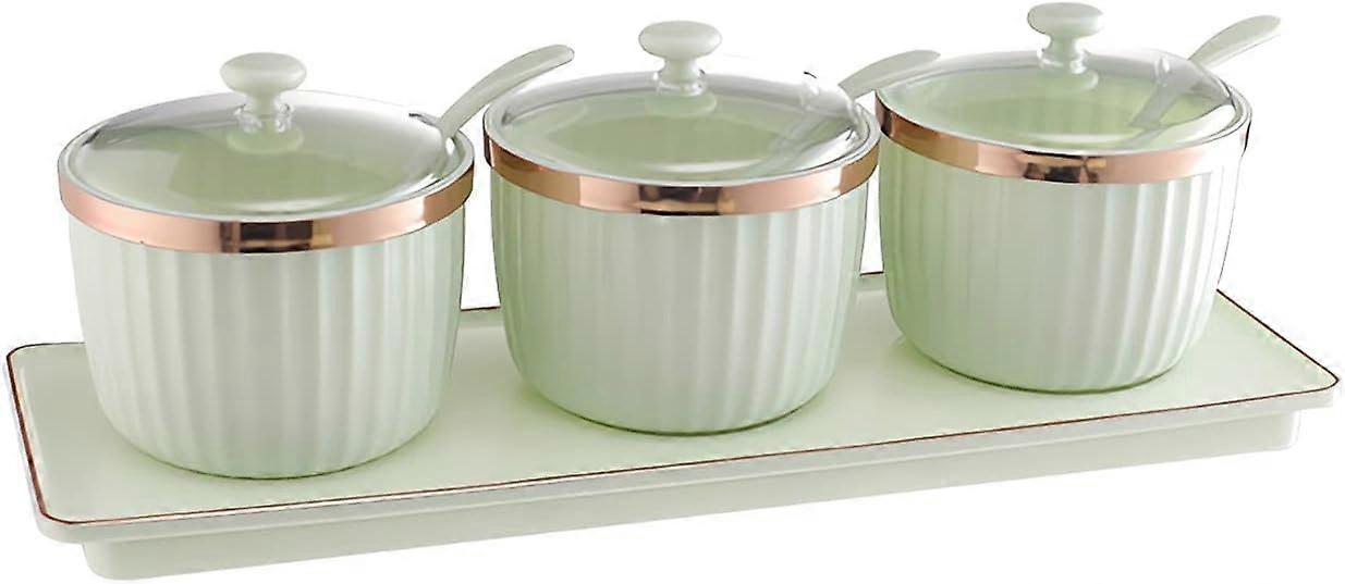 Seasoning Organizer Container Spice Jar Kitchen Spice Pot Spice Box Sturdy PP Material with Lid and Spoon,3 Pieces