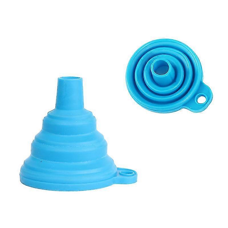 Silicone Collapsible Funnel , Kitchen Gadgets Foldable Funnel Compatib2pcs-blue
