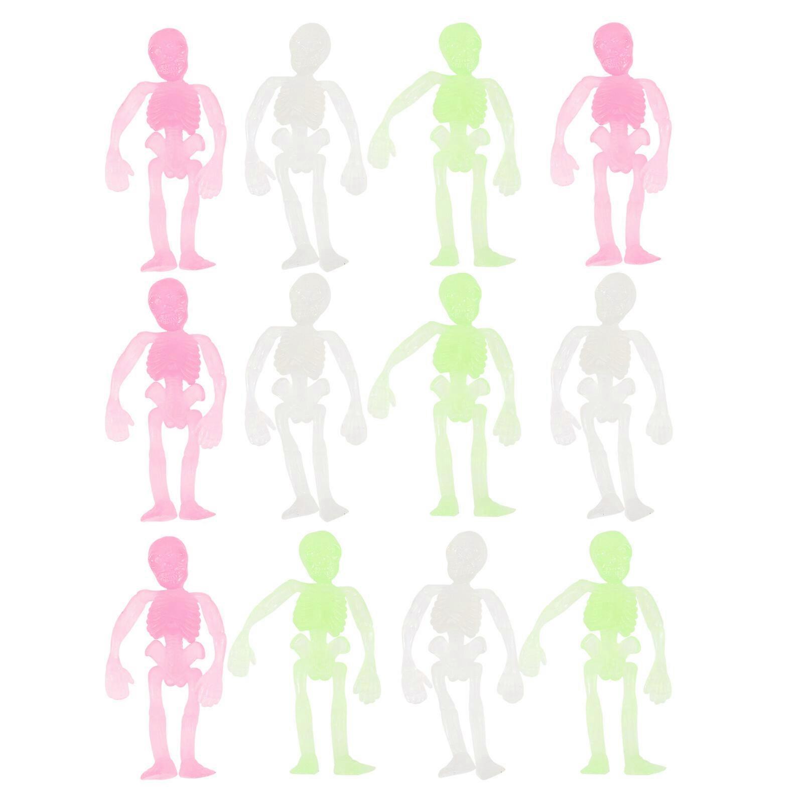 12pcs Luminous Skeleton Model Skeleton Prop Halloween Party Prank Toys