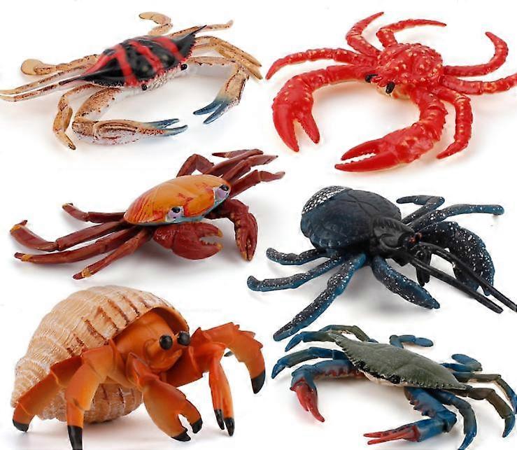 6pcsカニのおもちゃの教育シミュレーション動物海洋生物モデル現実的な贈り物は子供たちが学ぶ小道具
