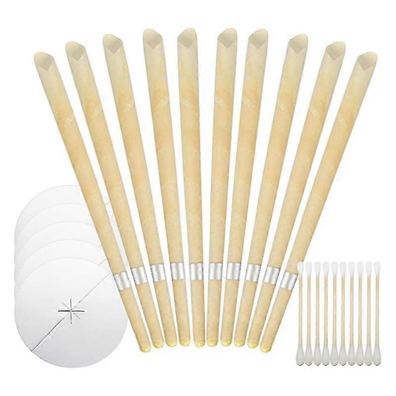 Ear Candles 10 Pcs - Natural Ear Candles Beeswax Candling Cones With 5 Protective Disks And 5 Cotton Swabs