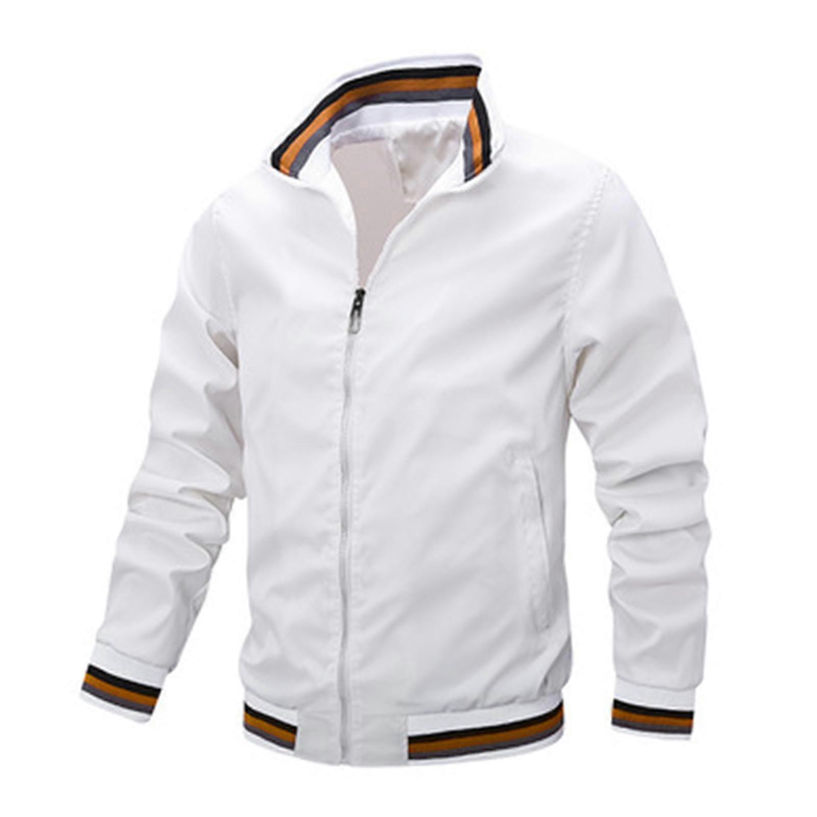 Bomber Jacket for Men Lightweight Windbreaker Spring Fall Full Zip Active Coat Standing Collar