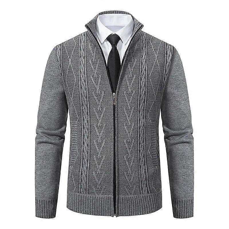 Autumn Winter Men's Cardigan Stand Collar Knitted Sweatercoat Men