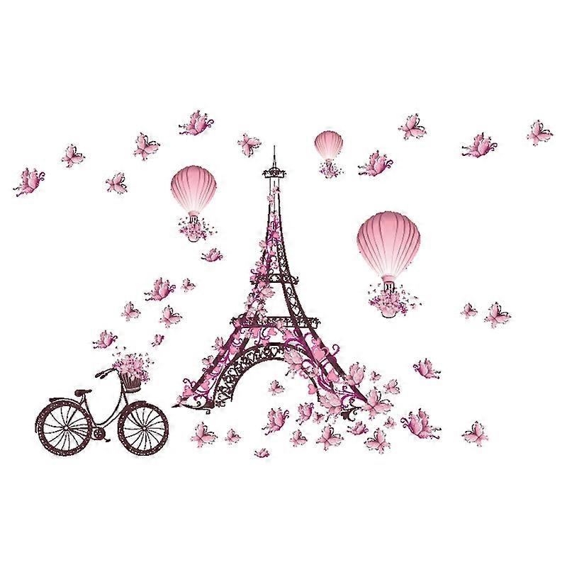 Eiffel Tower Pattern Wall Stickers Romantic PVC Window Decoration Background Sticker for Bedroom