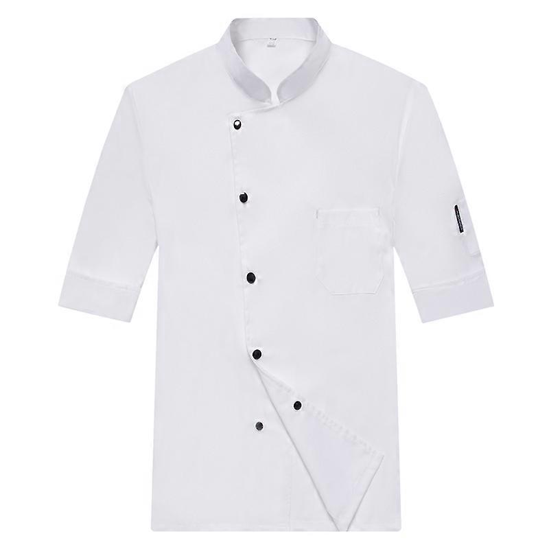 定制标志男士厨房夹克半长袖女士厨师制服餐厅酒店工作室咖啡厅理发店厨师服装