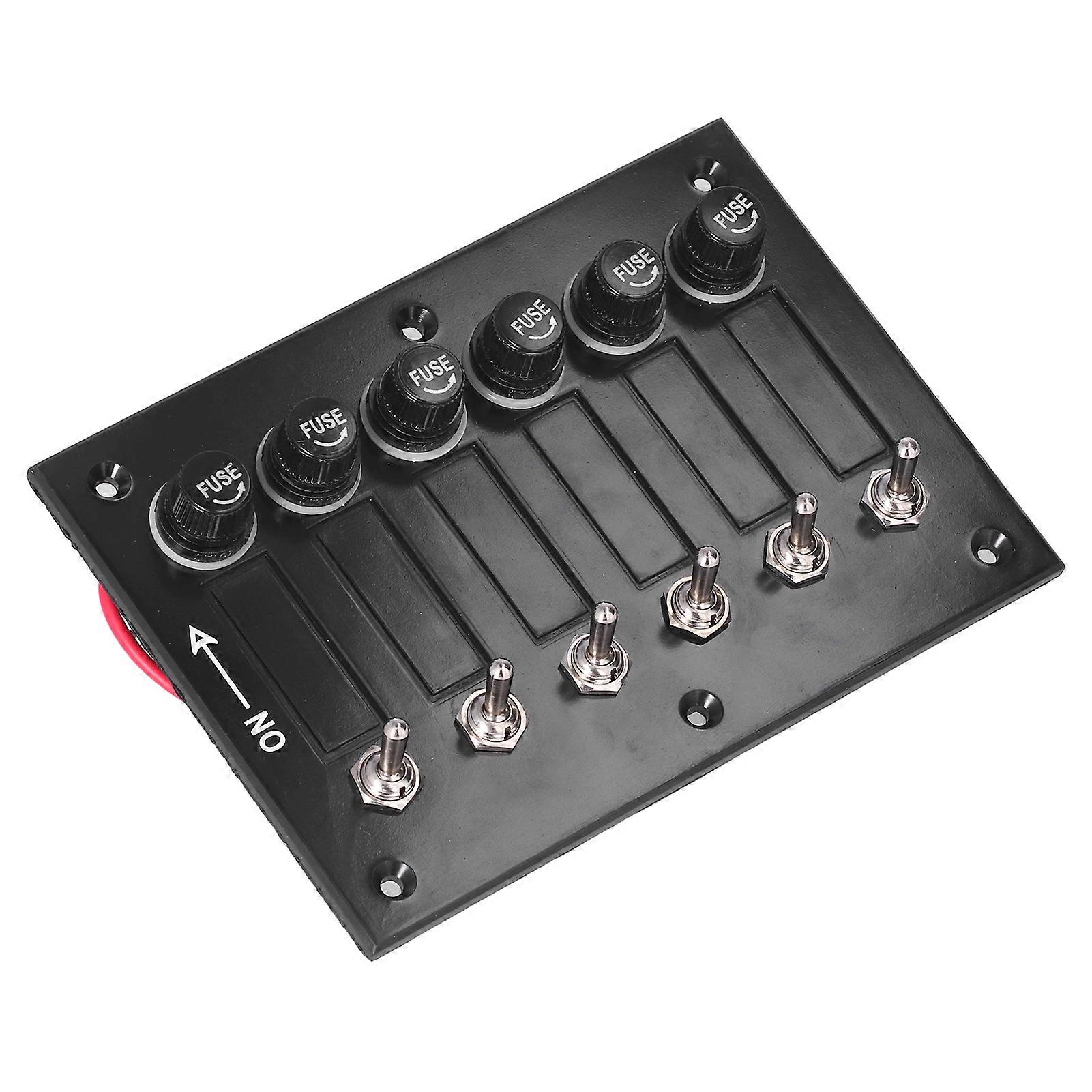 6 Toggle Push Button Panel 12V/24V 90x140mm for Vehicle Boat
