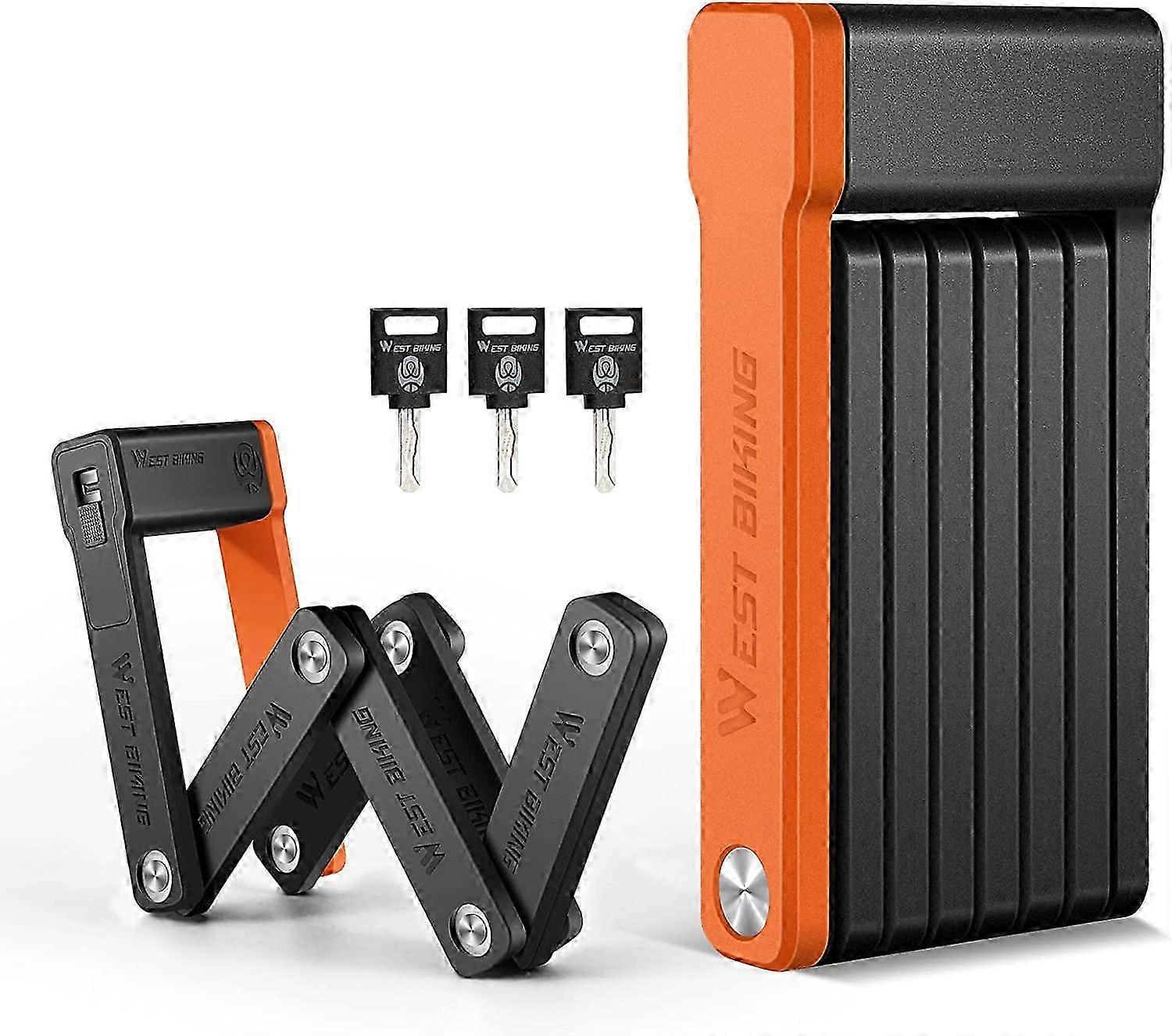 Foldable Bike Lock 63cm Long High Security Anti-Theft Padlock, 360 Folding Lock, 3 Key Swivel Lock Head, 8 Joints for Electric Scooter Lock