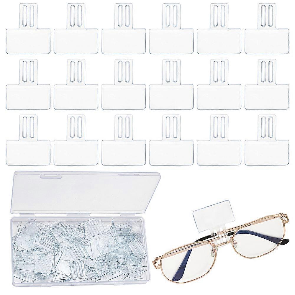 100 Pcs Clear Plastic Price Tag Holders for The Frame of Glasses Mini Rectangle Label Holders Hanging Card Protector Sleeve Suitable for Spectacle Fra