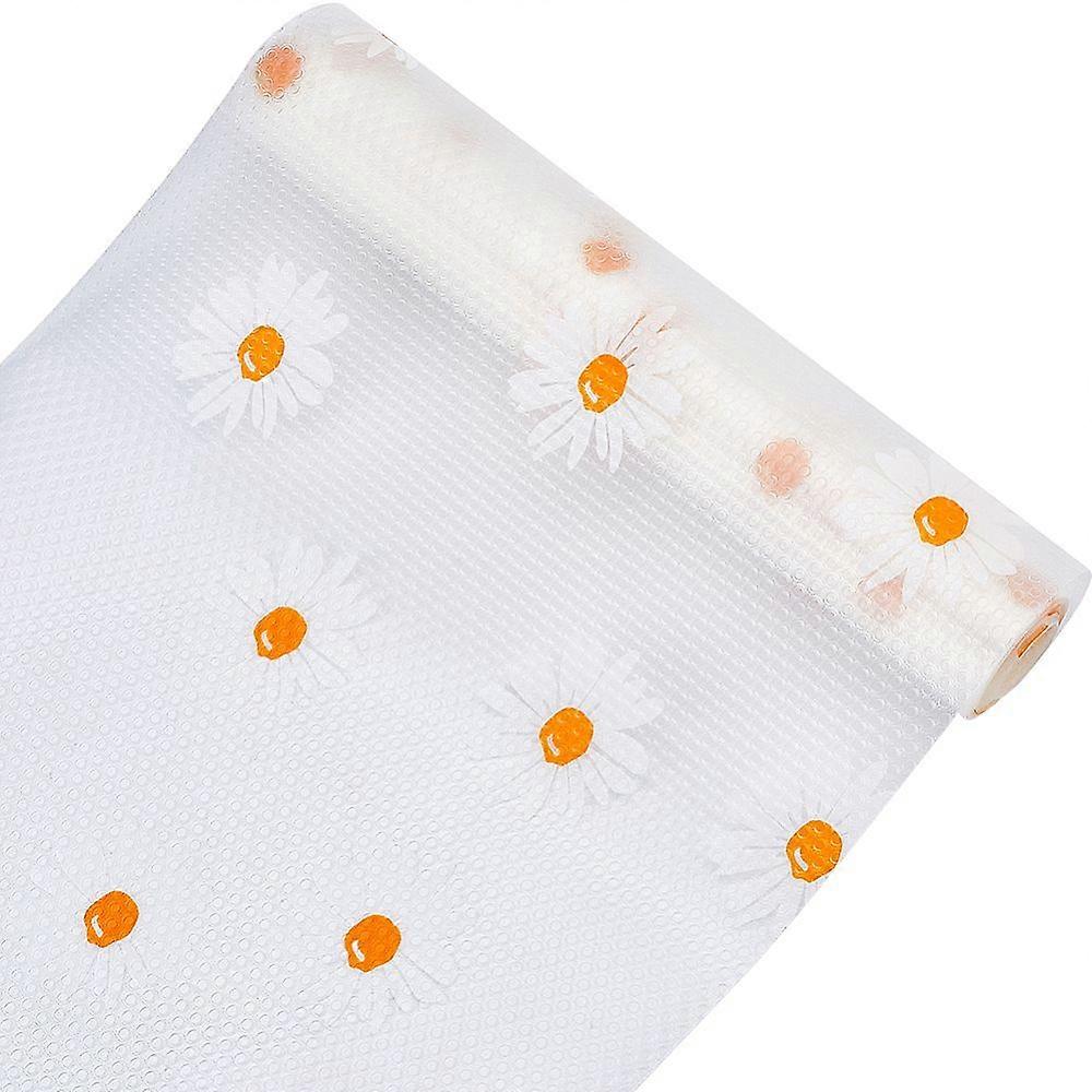 Washable PE Liner Mats for Drawer Refrigerator Rectangle with Daisy Pattern Clear 300x30x0.04cm
