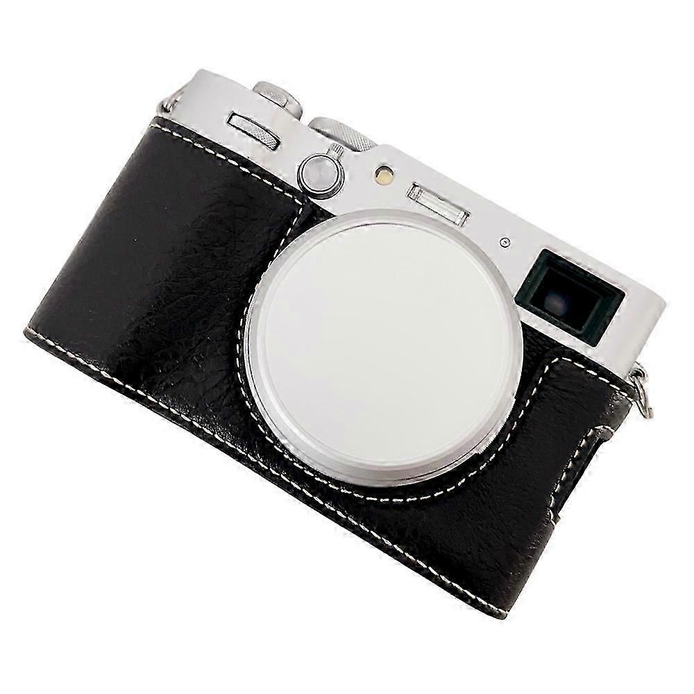 For Fujifilm X100VI Buffalo Texture Leather Camera Bag Bottom Case Easy to Replace Battery