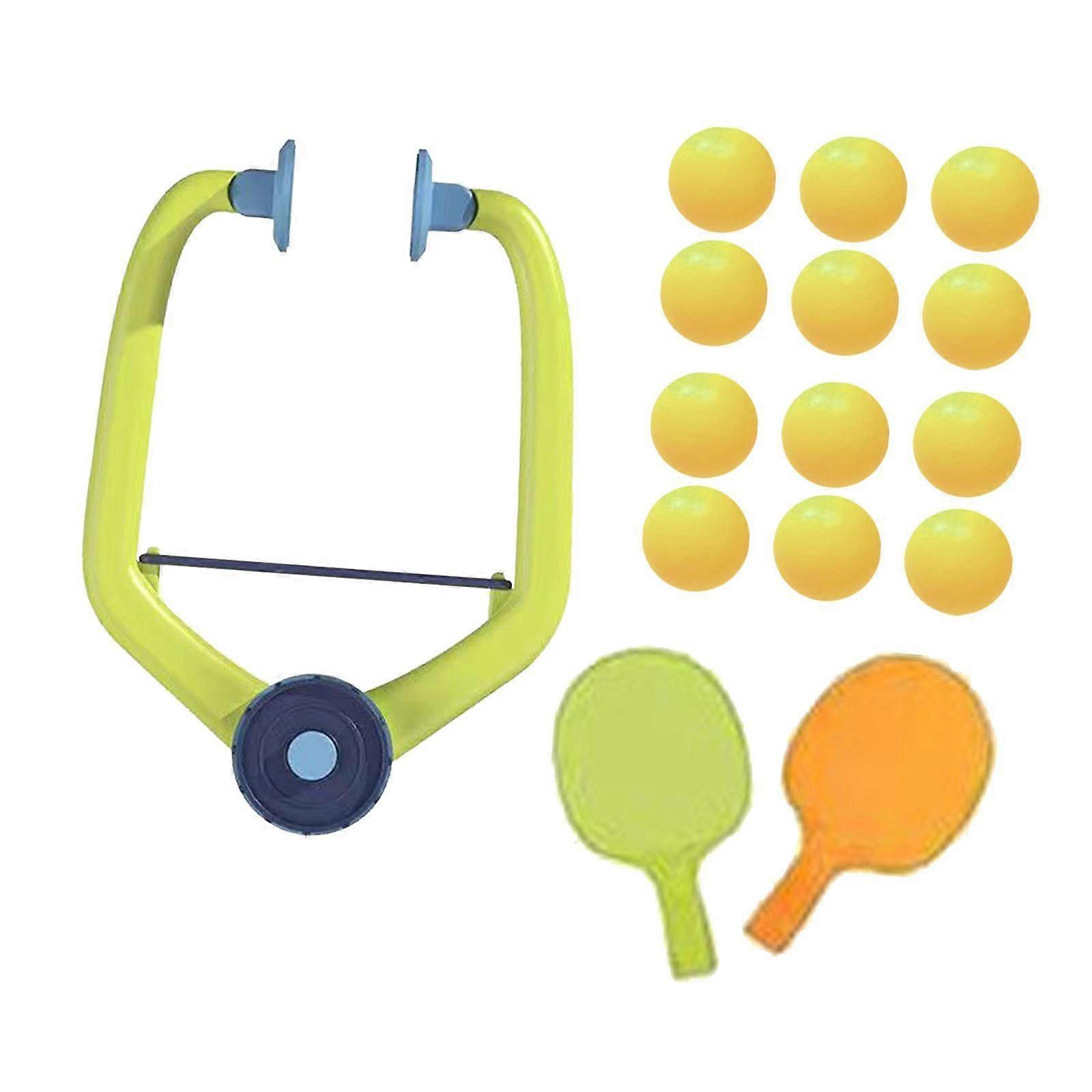 Hanging Table Tennis Trainer Set with Rackets Balls for Game Indoor Exercise Green Orange Rackets