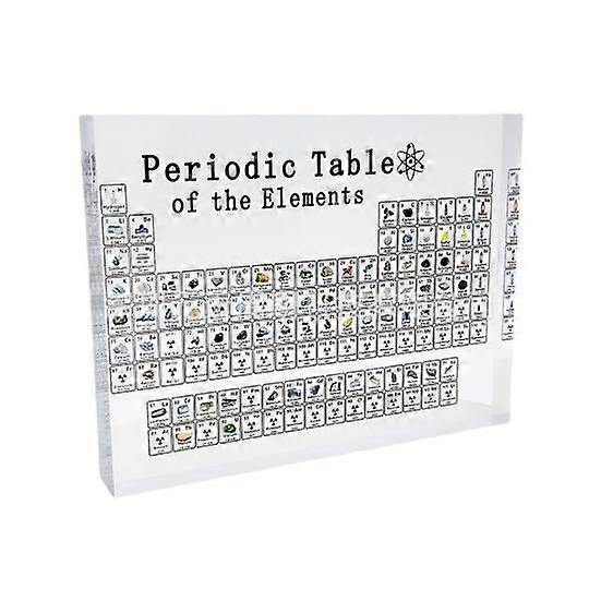 Transparent Acrylic Periodic Table of Elements Ornament 83 Kinds of Real Elements & Acrylic Display Stand Chemistry Learning Chart Tools for