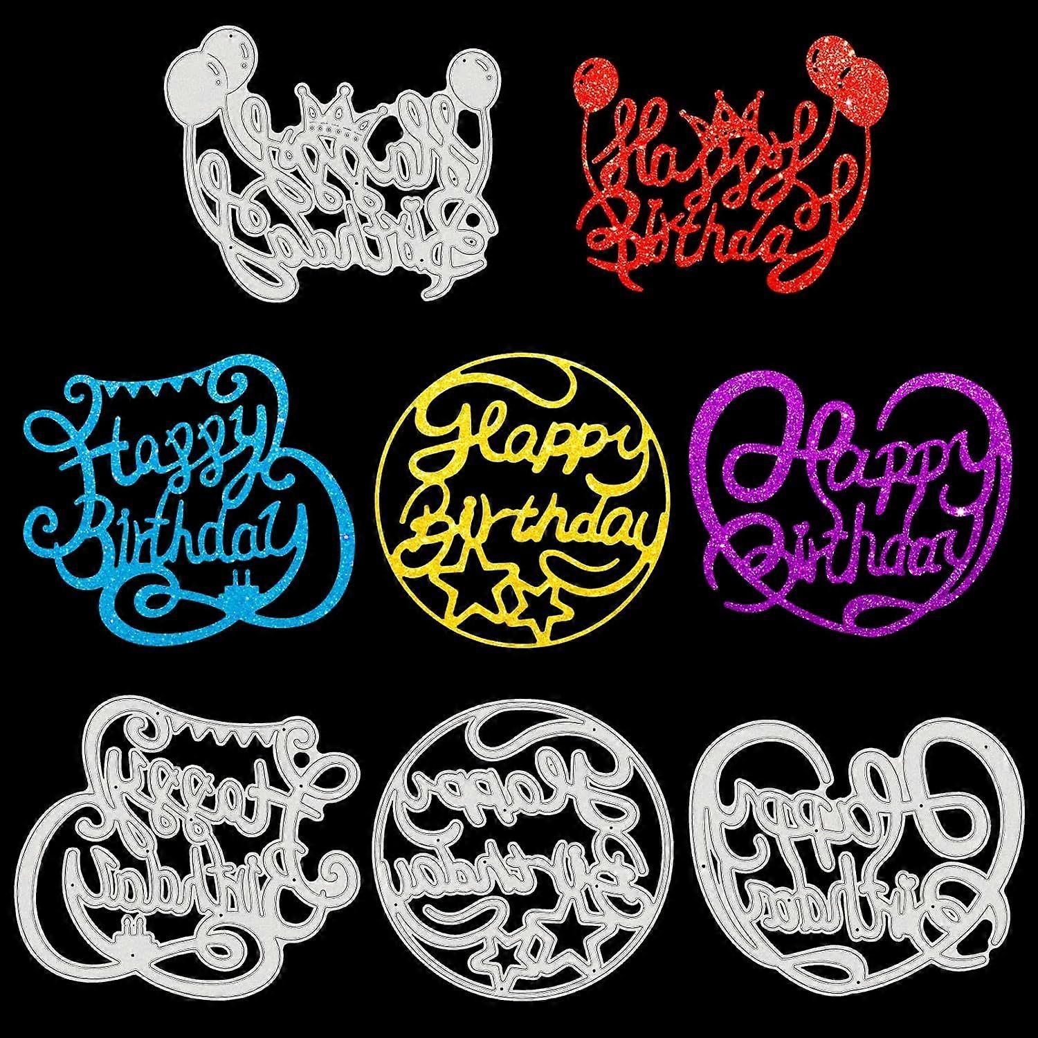 4pcs Metal Happy Birthday Text Cutting Dies Stencils for DIY Scrapbooking Album Decorative Wedding Invitation Card Making