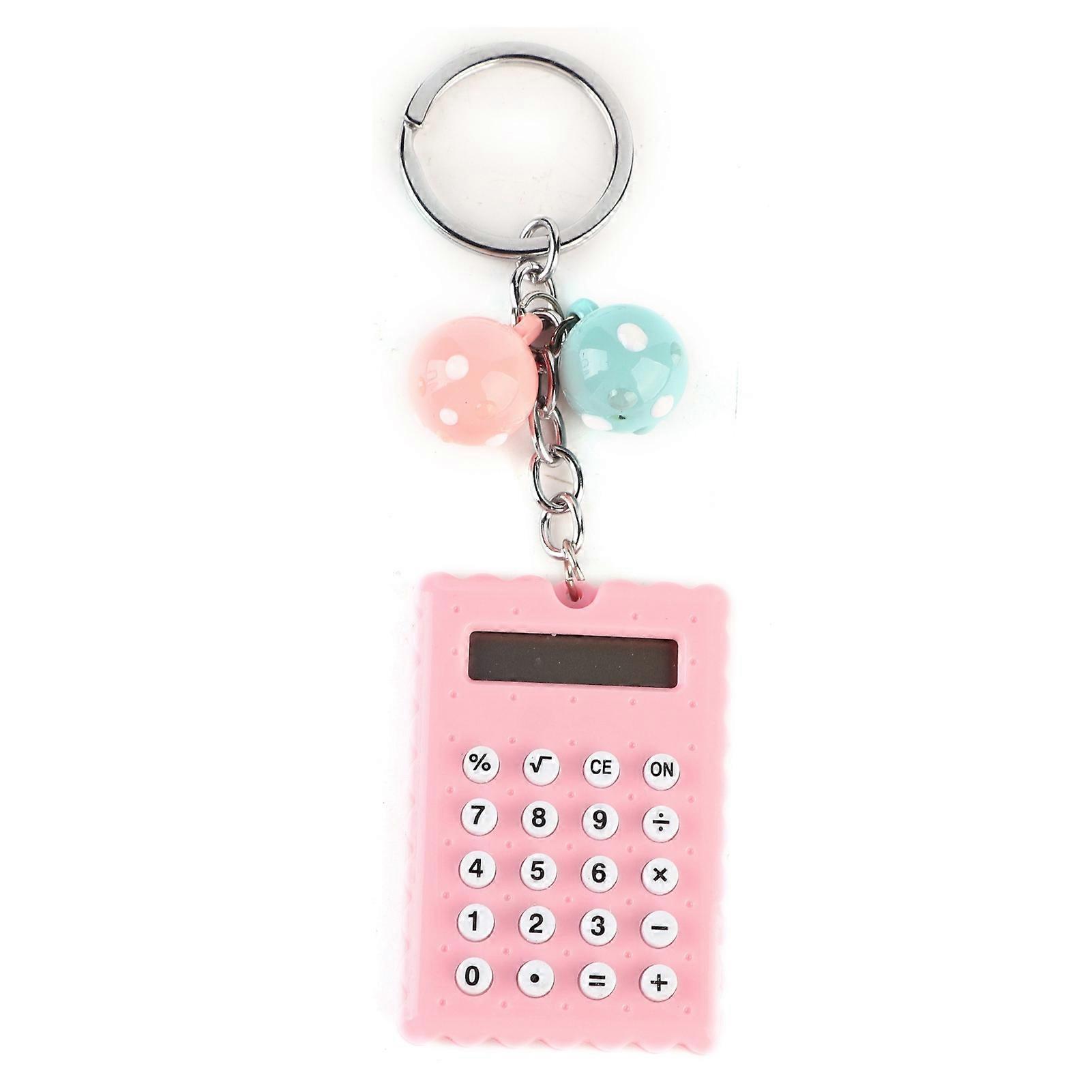 Mini Portable Cute Cookies Style Key Chain Calculator Candy Color Pocket Calculator (Pink)