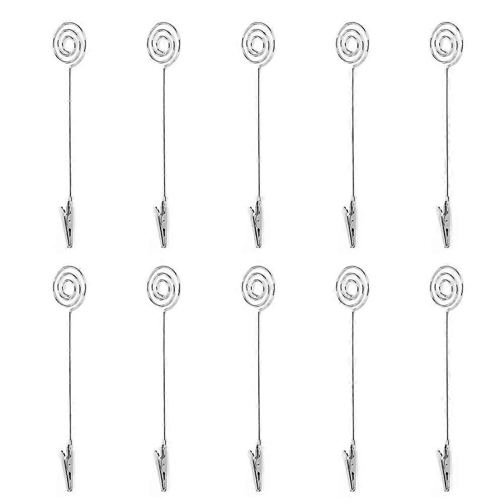 10Pcs Table Note Clips Desktop Metal Business Card Holder Silver Round Picture Message