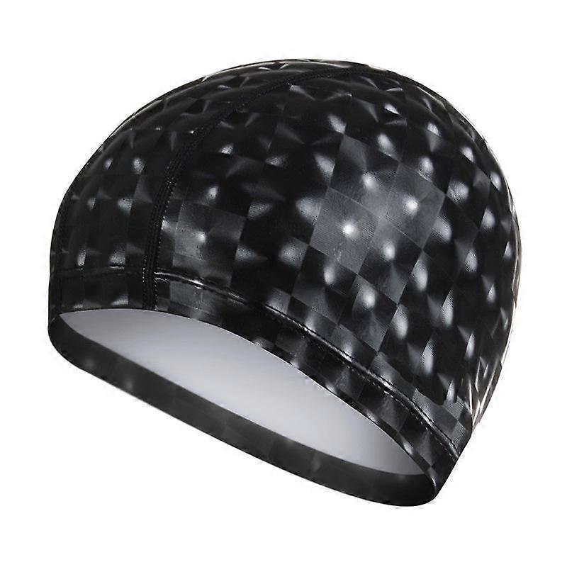 Men Women Elastic Waterproof PU Swimming Cap Protect Ears Long Hair Swim Pool Hat Diving Cap