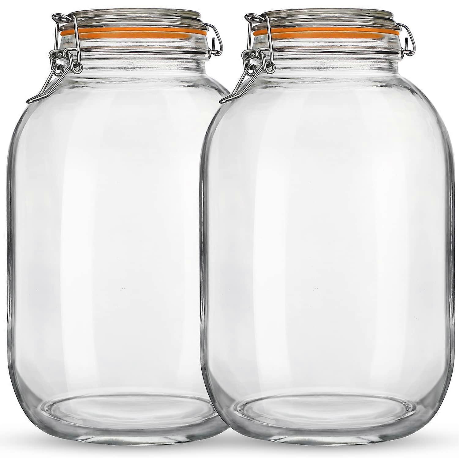 2-Pack 1-Gallon Airtight Mason Jars with Hinged Lids and Silicone Gasket